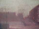 James Abbott Mcneill Whistler Famous Paintings - Nocturne Trafalgar Square - Chelsea Snow